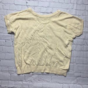 Knit Short Sleeve Pastel Yellow Sweater Top